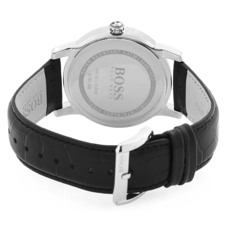 Hugo Boss Watch 1512840- Black Leather with Round Black Dial Men Watch