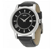 Hugo Boss Watch 1512840- Black Leather with Round Black Dial Men Watch