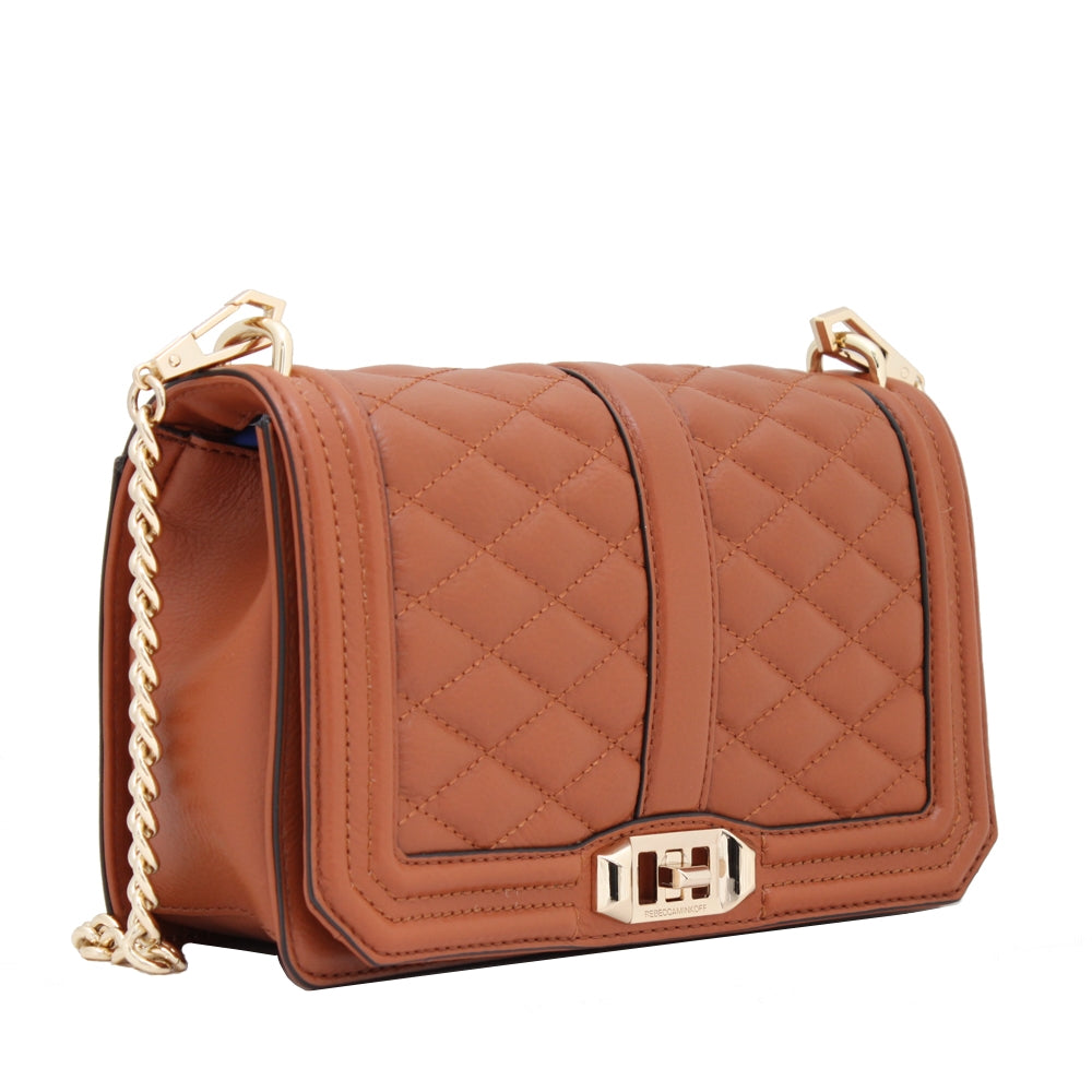 Rebecca Minkoff Borsa A Traversa Pelle Chevron Trapuntata Love Flap - Metallo Pistola - Foto 4