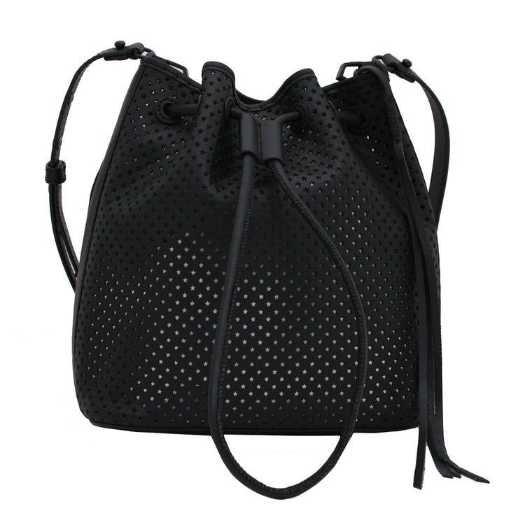 Rebecca Minkoff Star Perforated Bucket Bag- Black