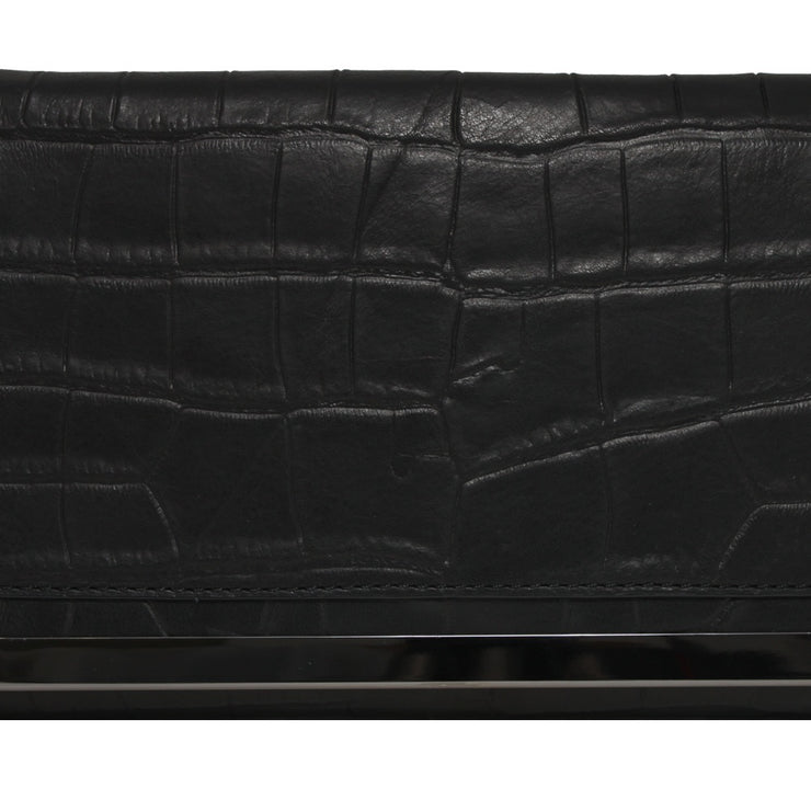 Botkier Croc Embossed Leather Misha Foldover Chain Strap Clutch