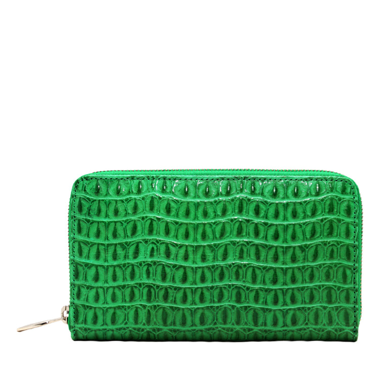 Furla Alligator Embossed Leather Zip Around Continental Wallet