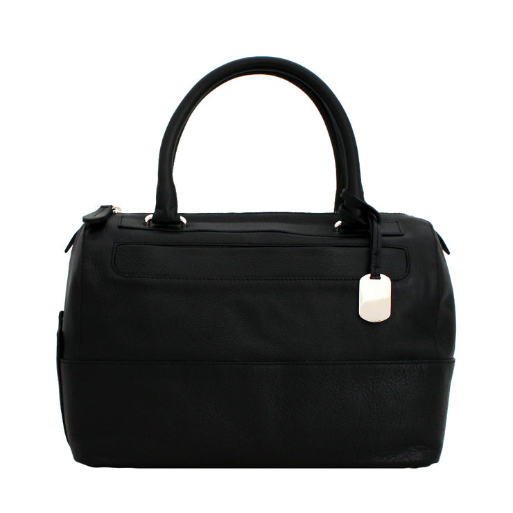 Furla Textured Leather Laila Bauletto Bag- Onyx