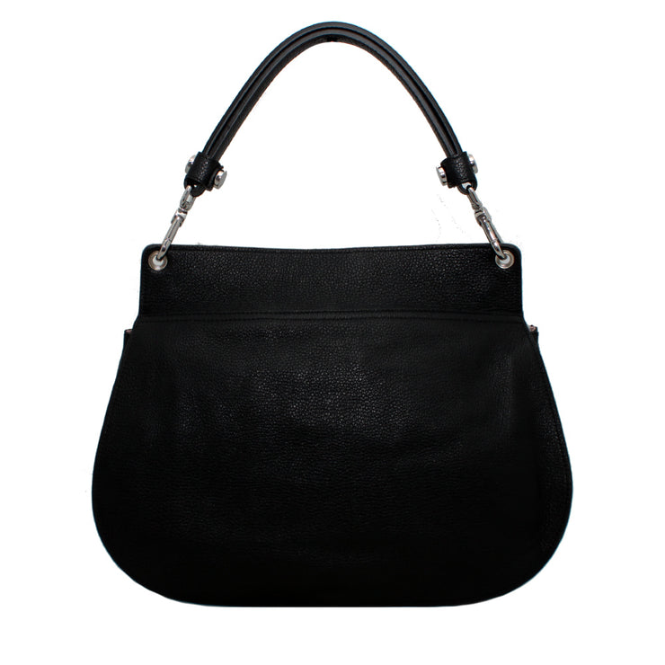 Furla Pebbled Leather Groove Small Shoulder Bag- Black
