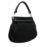 Furla Pebbled Leather Groove Small Shoulder Bag- Black