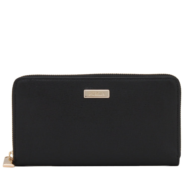 Furla Saffiano Leather Zip Around Continental Wallet- Onyx