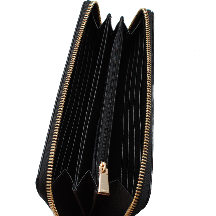 Furla Saffiano Leather Zip Around Continental Wallet- Onyx
