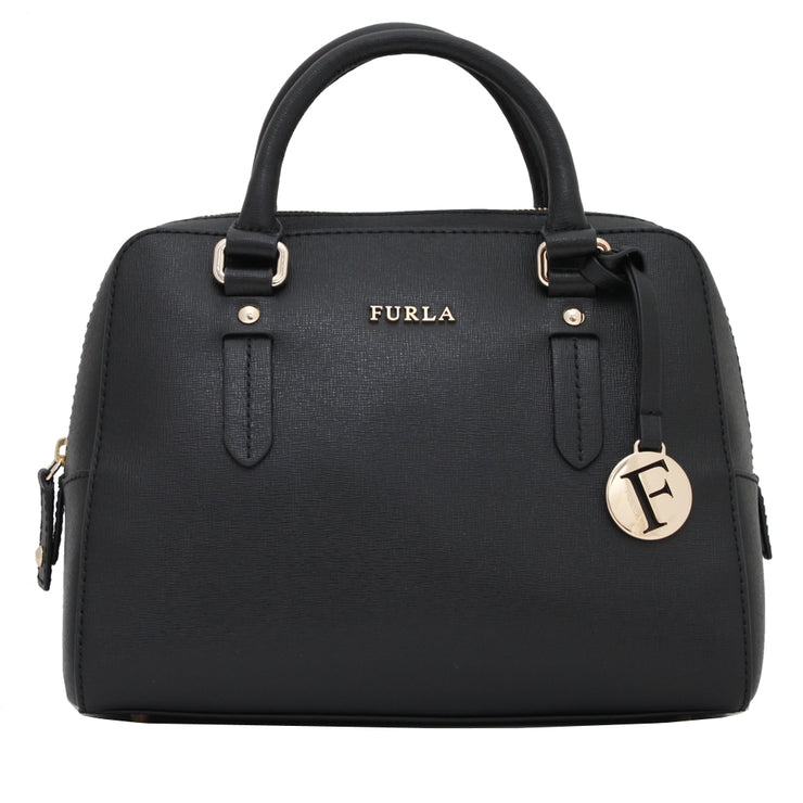 Furla Elena Saffiano Leather Satchel Bag- Onyx