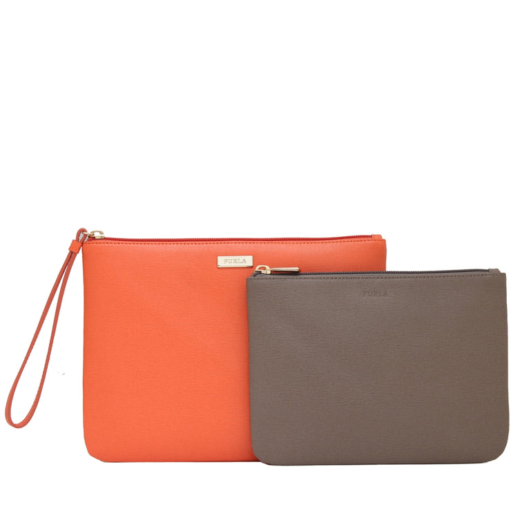 Furla Royal Envelope Set- Clutch + Pouch- Vitamin- Beige
