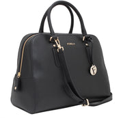 Furla Elena Medium Leather Satchel Bag- Onyx