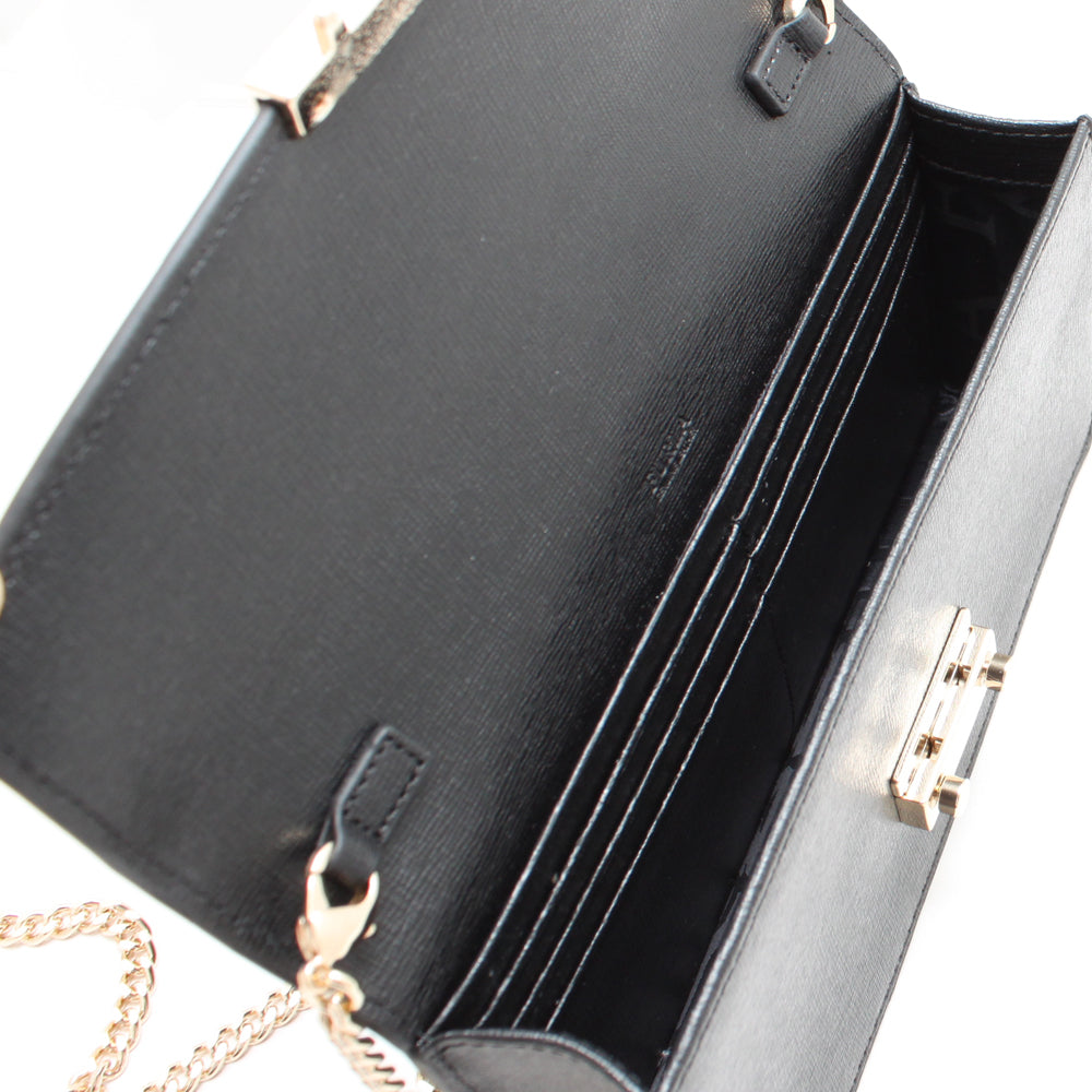 Furla Saffiano Leather Small Flap Bag with Chain