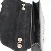 Furla Saffiano Leather Flap Bag with Chain- Onyx