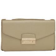 Furla Saffiano Leather Flap Bag with Chain- Gold
