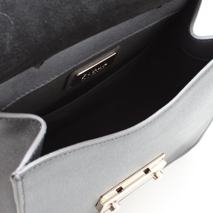 Furla Saffiano Leather Small Top Handle Crossbody Bag- Black