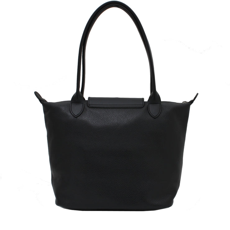 Longchamp Veau Foulonne Leather Shoulder Bag- Black