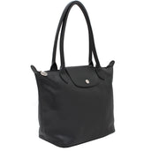 Longchamp Veau Foulonne Leather Shoulder Bag- Black