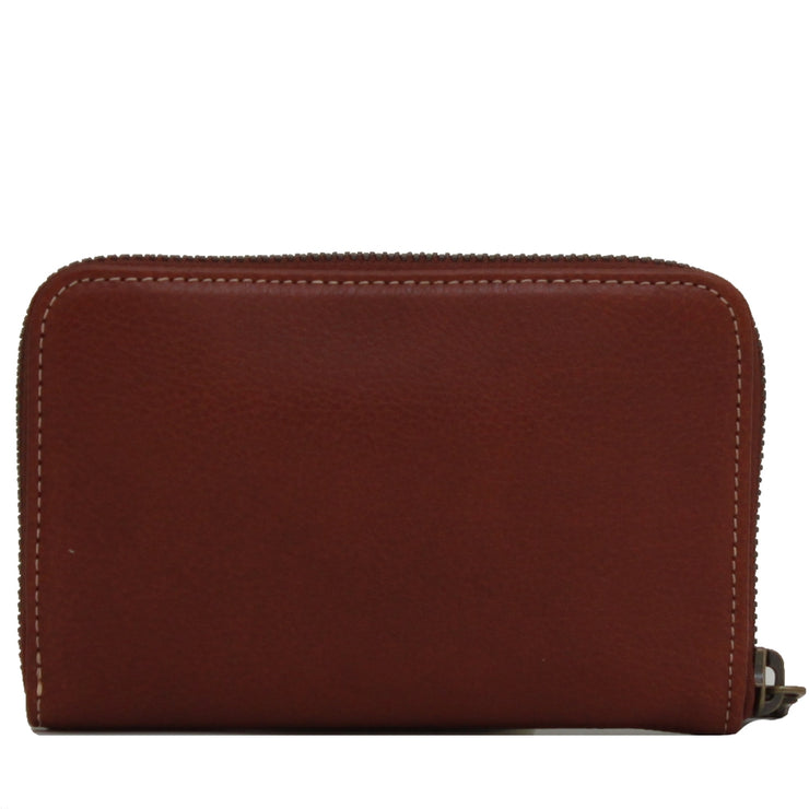 Longchamp Leather Zip Coin Purse- Card Holder- Cognac