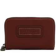 Longchamp Leather Zip Coin Purse- Card Holder- Cognac