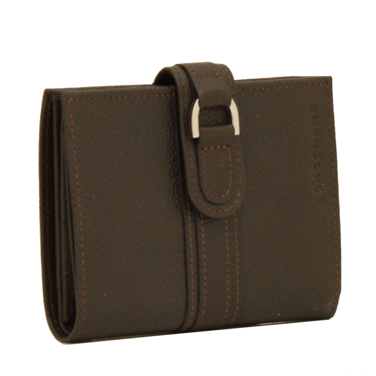 Longchamp Veau Foulonne Leather French Wallet- Mocha