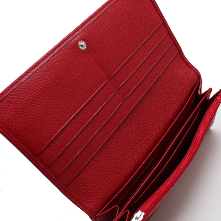 Longchamp Veau Foulonne Leather Continental Wallet- Vermillion
