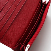 Longchamp Veau Foulonne Leather Continental Wallet- Vermillion