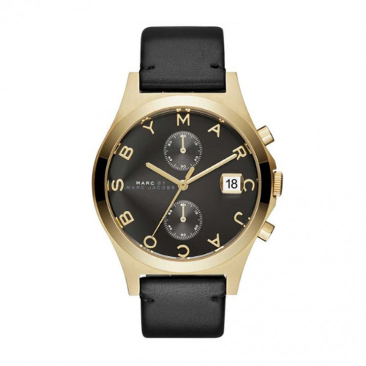 Marc by Marc Jacobs Watch MBM1398- Slim Chronograph Black Leather Ladies Watch