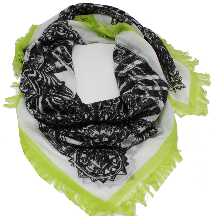 Echo Zebra Contrast Fringe Square Scarf- Black