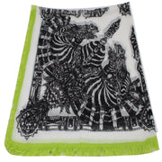 Echo Zebra Contrast Fringe Square Scarf- Black
