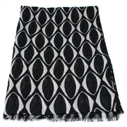Echo Geometric Pattern Fringe Wrap Scarf- Black