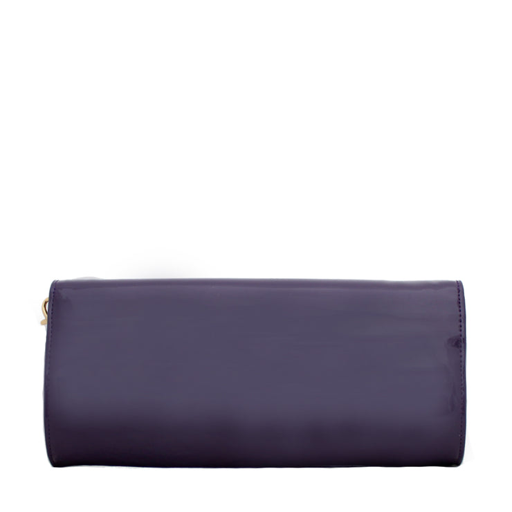 Tory Burch Embossed Patent Leather Clutch Bag- Dark Purple