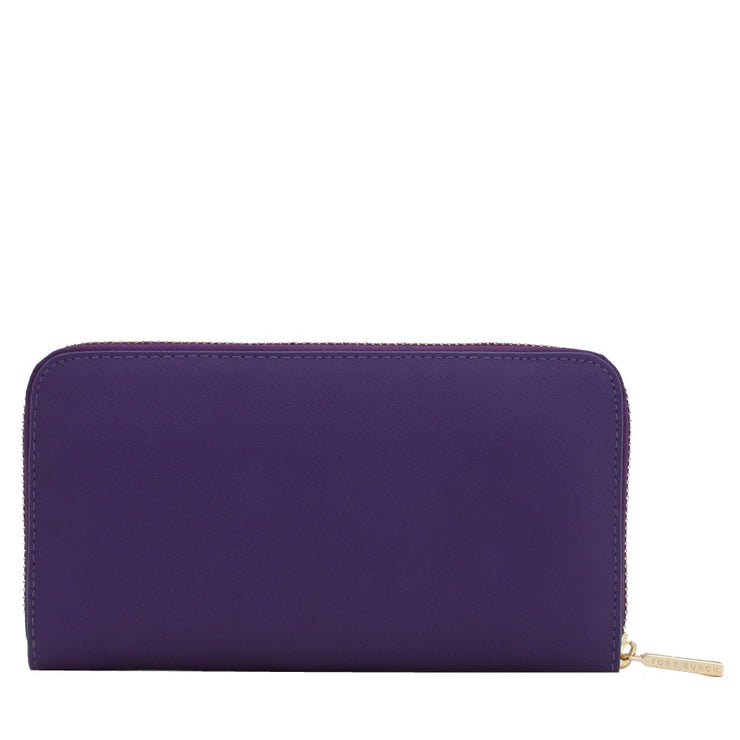 Tory Burch Robinson Zip Continental Wallet- Electric Purple