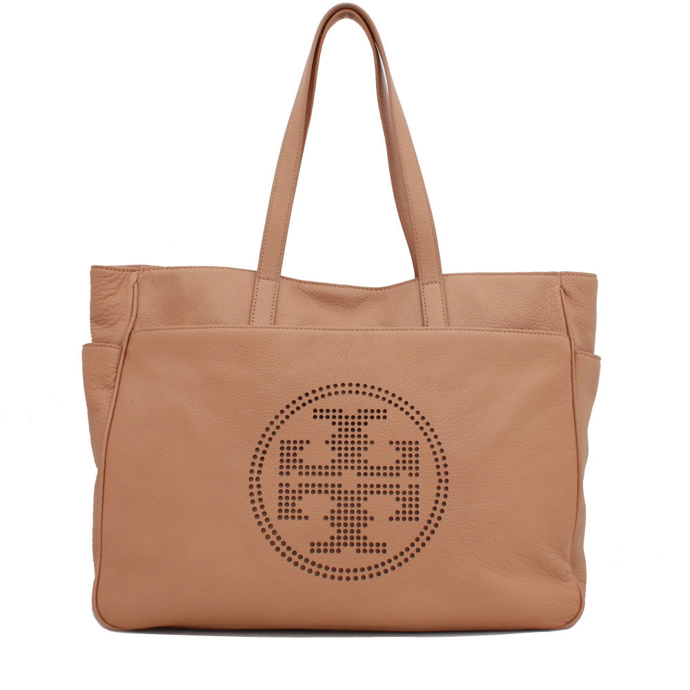 Tory Burch Perforated Logo East West Leather Tote Bag