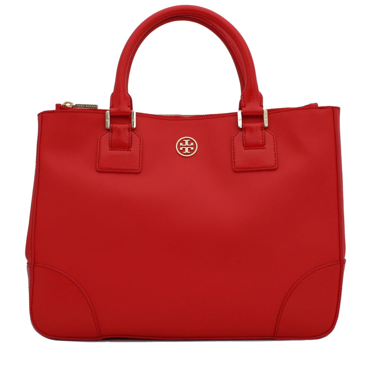 Tory Burch Robinson Double Zip Tote Bag- Poppy Red