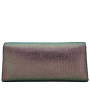 Tory Burch Austin Iridescent Flap Clutch Bag- Green Metal