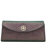 Tory Burch Austin Iridescent Flap Clutch Bag- Green Metal