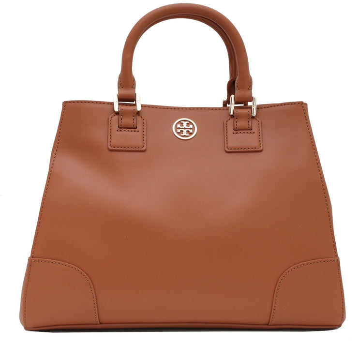 Tory Burch Robinson Triangle Tote Bag- Luggage