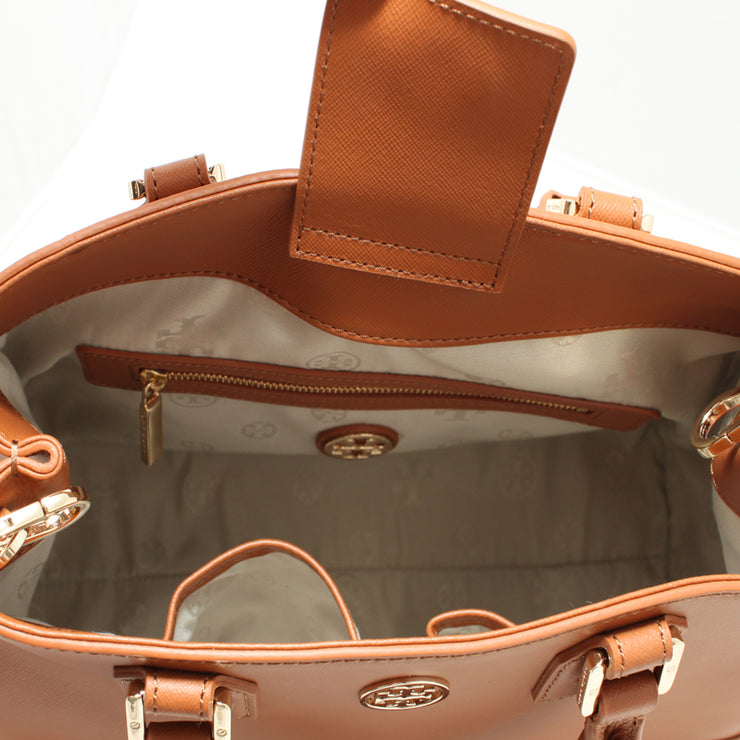 Tory Burch Robinson Triangle Tote Bag- Luggage
