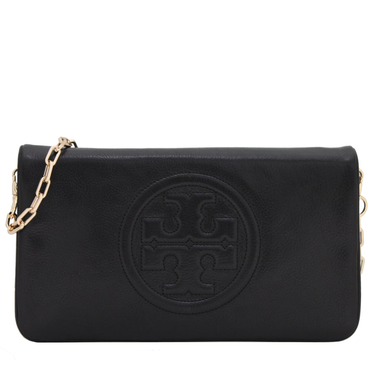 Tory Burch Bombe Reva Clutch Shoulder Bag- Black