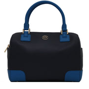 Tory Burch Robinson Colour-Block Middy Satchel Bag- Tory Navy-Evening