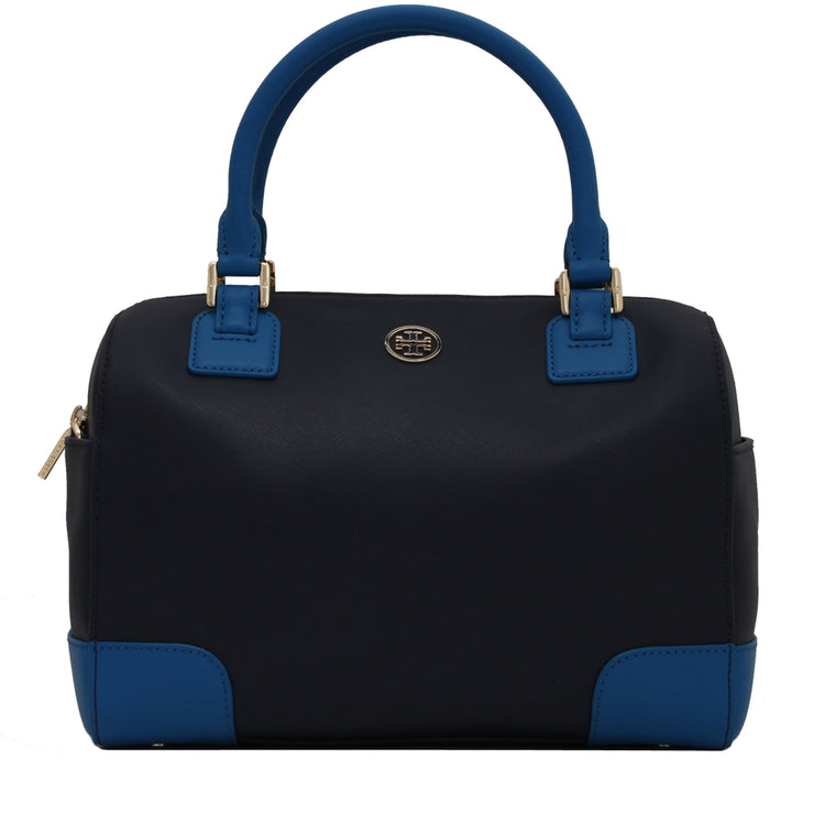 Tory Burch Robinson Colour-Block Middy Satchel Bag- Tory Navy-Evening