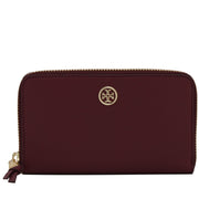 Tory Burch Robinson Pebbled Large Zip Continental Wallet- Deep Berry