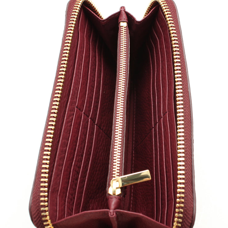 Tory Burch Robinson Pebbled Large Zip Continental Wallet- Deep Berry