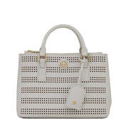 Tory Burch Robinson Perforated Micro Double Zip Tote Bag- Birch-Luggage