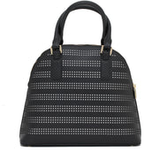 Tory Burch Robinson Perforated Dome Satchel Bag- Black-Birch