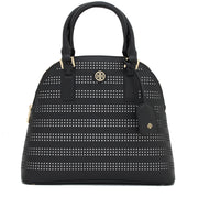 Tory Burch Robinson Perforated Dome Satchel Bag- Black-Birch