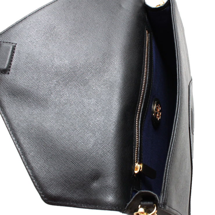 Tory Burch Robinson Envelope Clutch Bag- Black