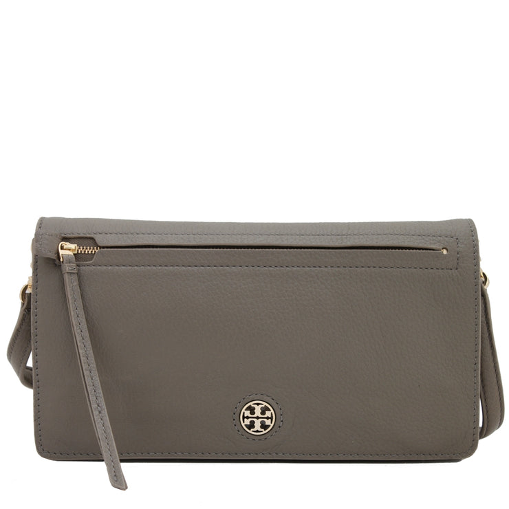 Tory Burch Brody Leather Clutch- Crossbody Bag- Porcini