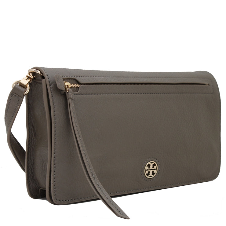 Tory Burch Brody Leather Clutch- Crossbody Bag- Porcini