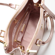 Tory Burch Robinson Metallic Micro Double-Zip Tote- Rose Gold