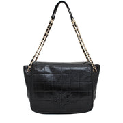 Tory Burch Marion Quilted Patent Leather Small Flap Shoulder Bag- Black